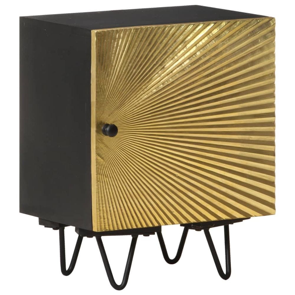 Petromila vidaXL Nočný stolík s mosadznými dvierkami 40x30x50 cm, mangový masív